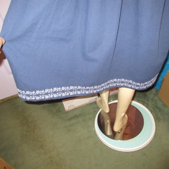 Sundance Caspian Breeze Dress Size L Linen Blend Embroidered Puff Sleeve Pockets - Picture 11 of 12